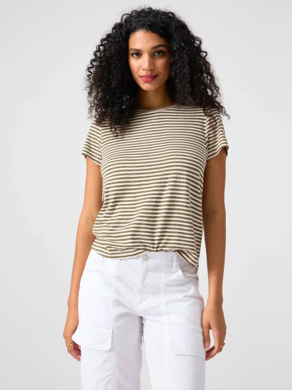 Sanctuary Perfect Tee - Burnt Olive Stripe sold by Boutique with Grace