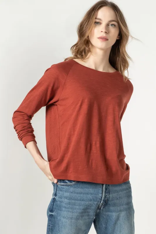 Lilla P Long Sleeve Pleat Back - Henna sold by Boutique with Grace