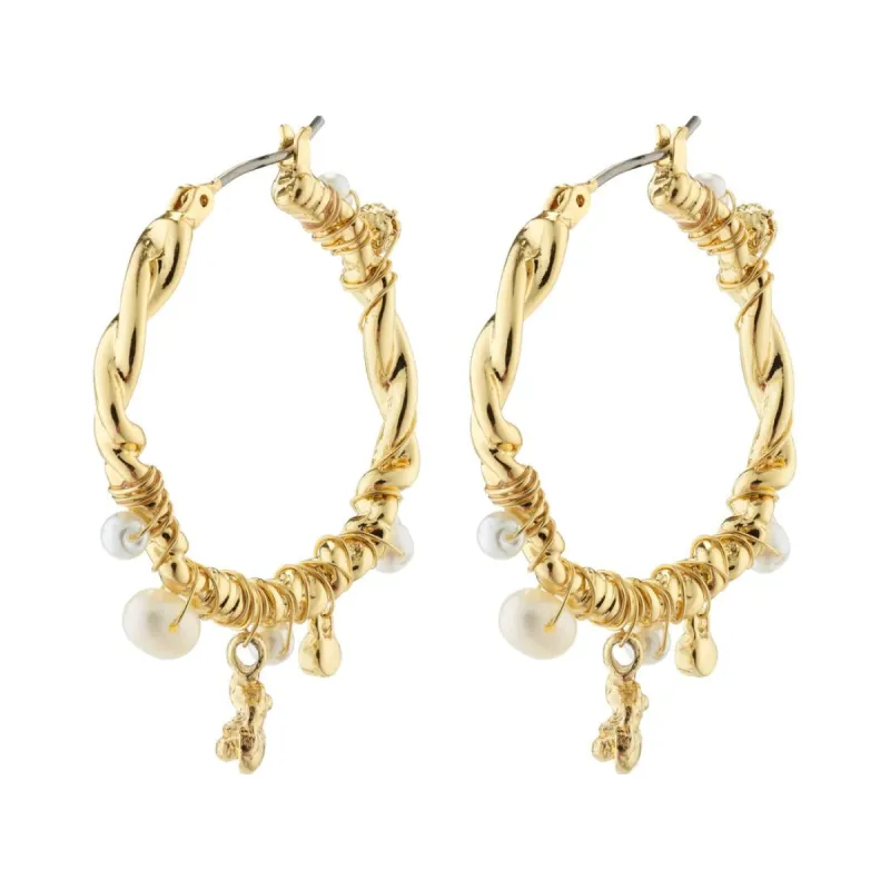 Pilgrim Ana Pearl and Crystal Hoops - Gold sold by Boutique with Grace