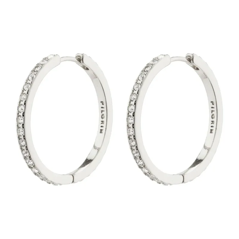 Pilgrim Be Crystal Hoops - Silver sold by Boutique with Grace
