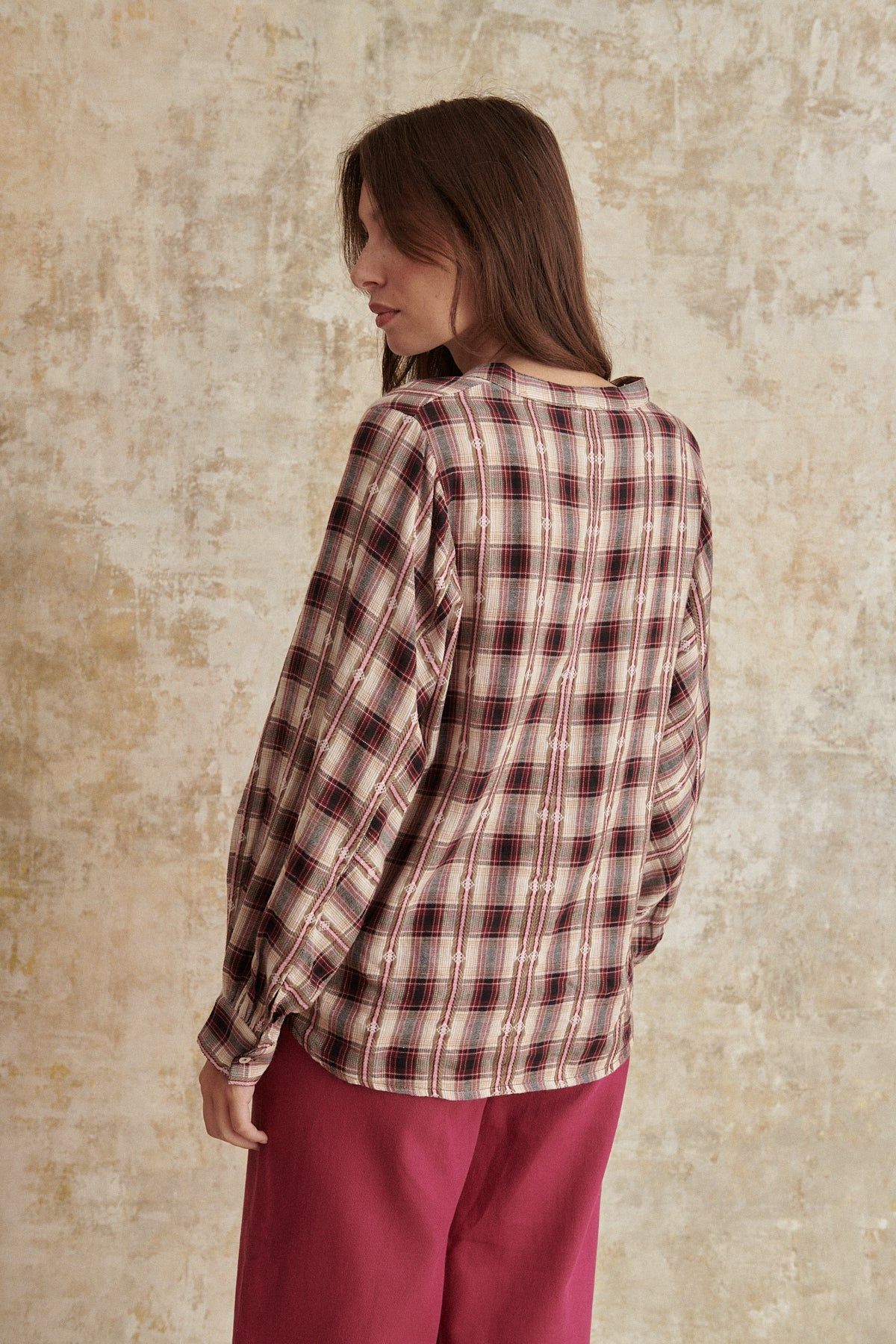 Garance Paris Gelina Plaid Shirt - Bordeaux sold by Boutique with Grace product image thumbnail 3