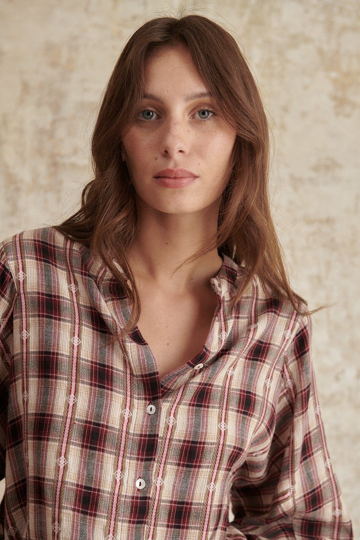 Garance Paris Gelina Plaid Shirt - Bordeaux sold by Boutique with Grace product image thumbnail 2