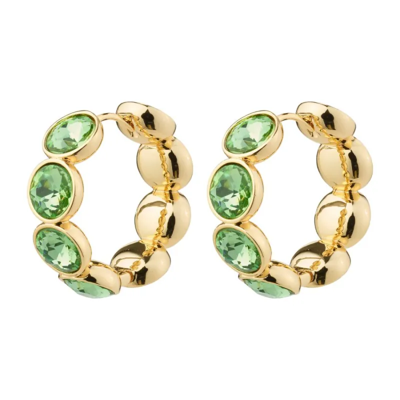 Pilgrim Callie Recycled Crystal Hoops - Green/Gold sold by Boutique with Grace