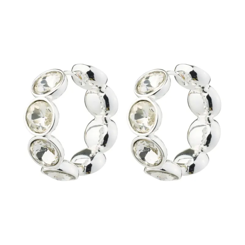 Pilgrim Callie Recycled Crystal Hoops - Crystal/Silver sold by Boutique with Grace