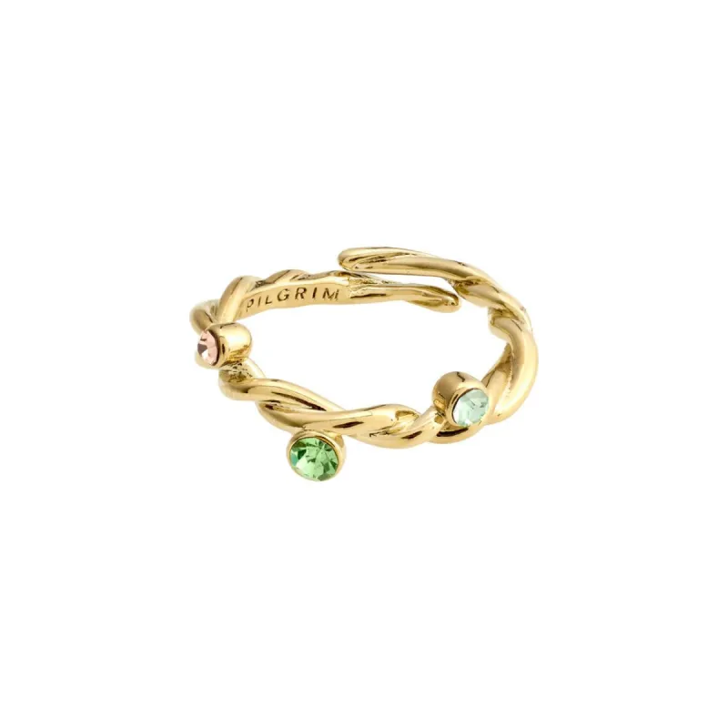 Pilgrim Pause Crystal Ring - Green/Gold sold by Boutique with Grace