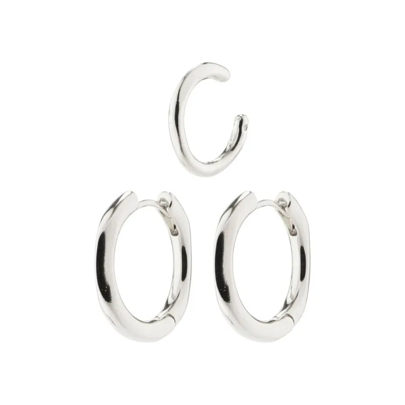 Pilgrim Pause Hoop and Cuff Set - Silver sold by Boutique with Grace