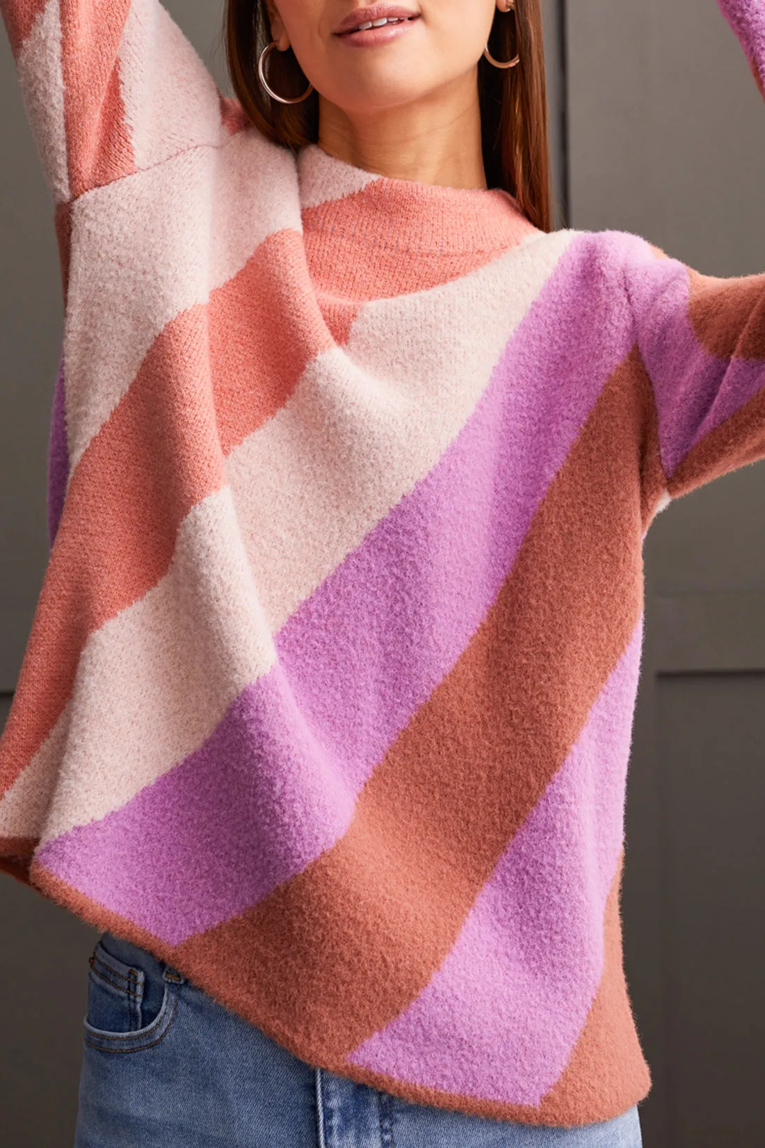 Tribal Pyper Mock Neck Sweater - Apricot Mist sold by Boutique with Grace