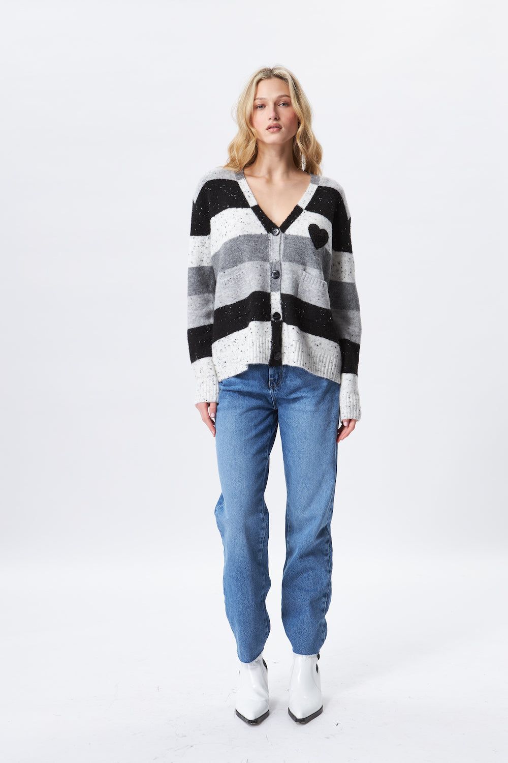 John & Jenn Stewart Cardi - Greyscale sold by Boutique with Grace