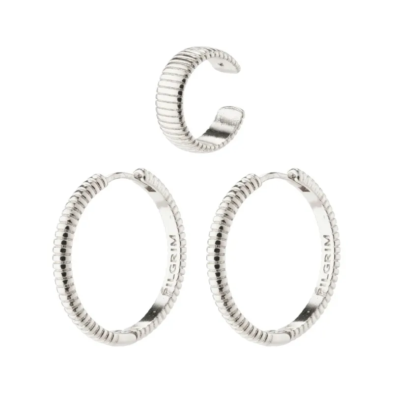 Pilgrim Xena Recycled Hoop Cuff Earrings - Silver sold by Boutique with Grace