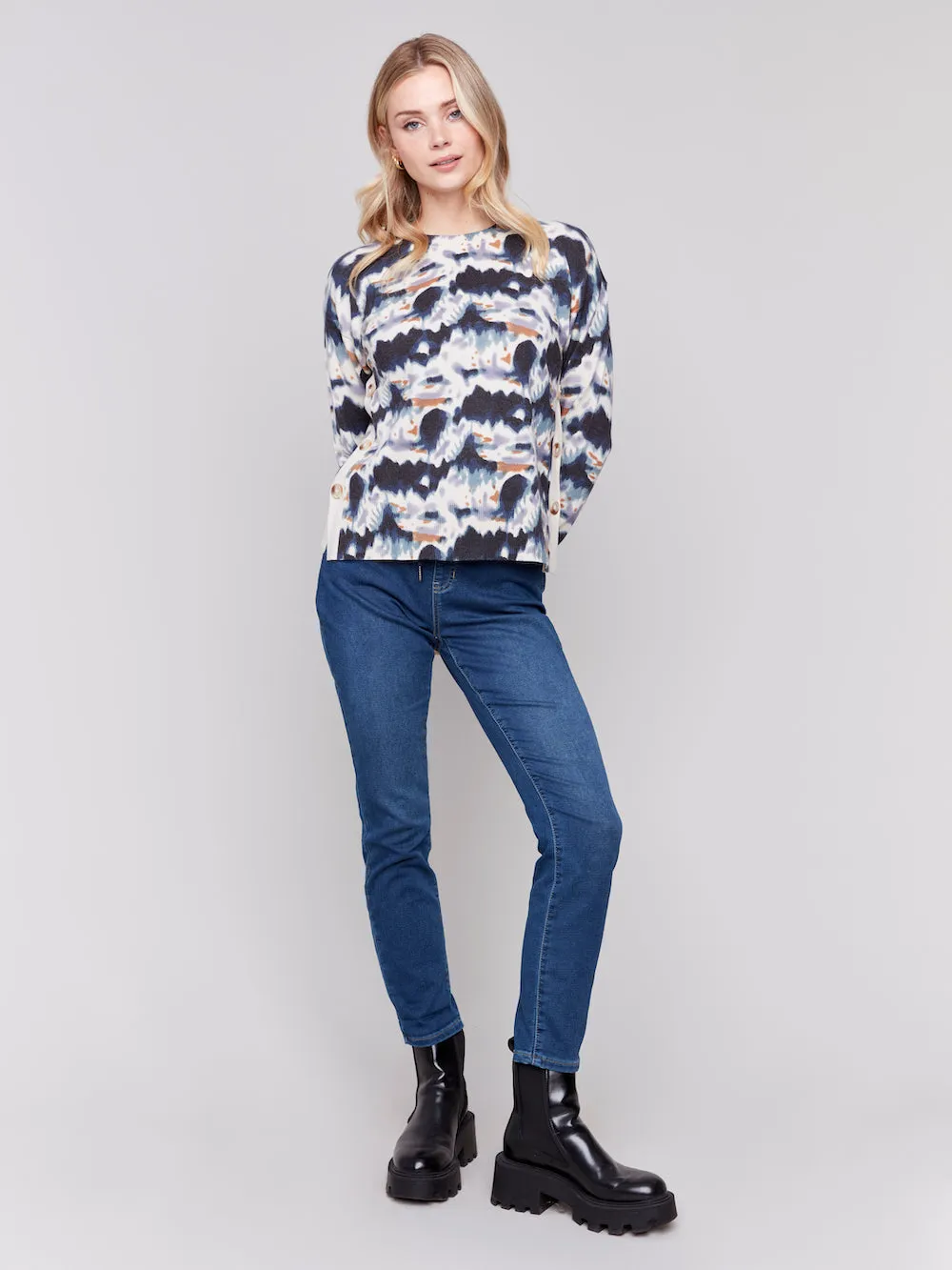 Charlie B Side Button Sweater - Tie Dye sold by Boutique with Grace product image thumbnail 4