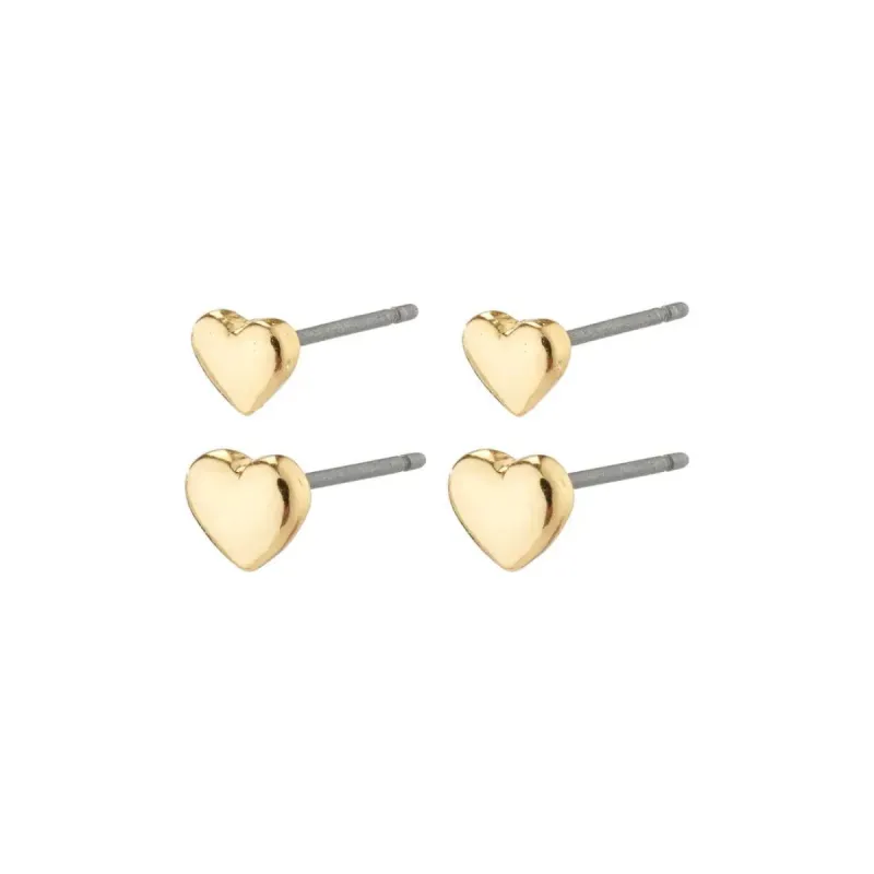 Pilgrim Afroditte Recycled Heart Earrings 2 in 1 Set - Gold sold by Boutique with Grace