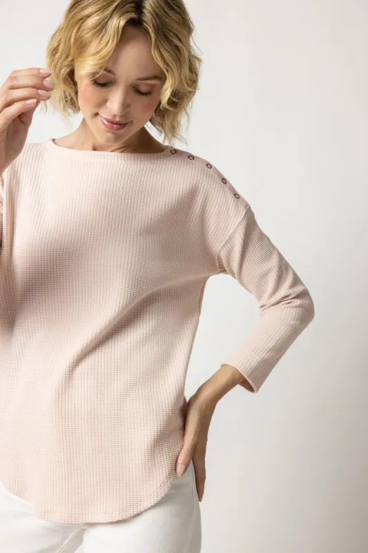 Lilla P Waffle Boatneck - Petal sold by Boutique with Grace