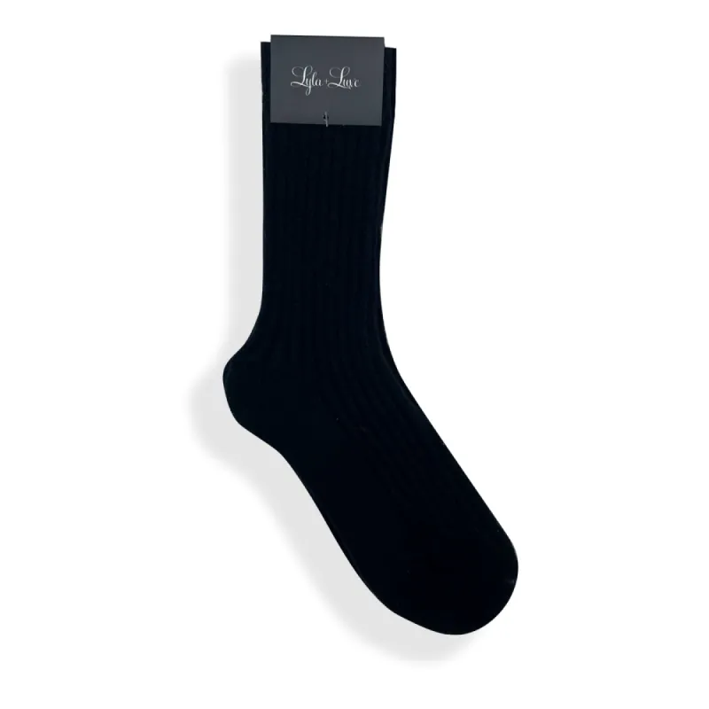 Lyla & Luxe Cotton Cashmere Socks - Black sold by Boutique with Grace