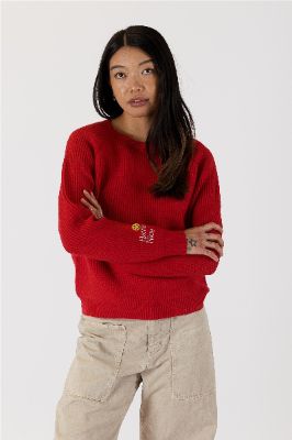 Lyla & Luxe Colbie Smile Sweater - Red sold by Boutique with Grace