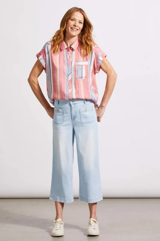 Tribal Brooke Wide Capri - Frozenberry sold by Boutique with Grace