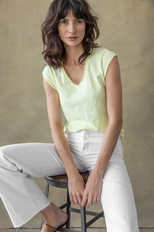 Lilla P Cap Sleeve V Neck - Lime sold by Boutique with Grace