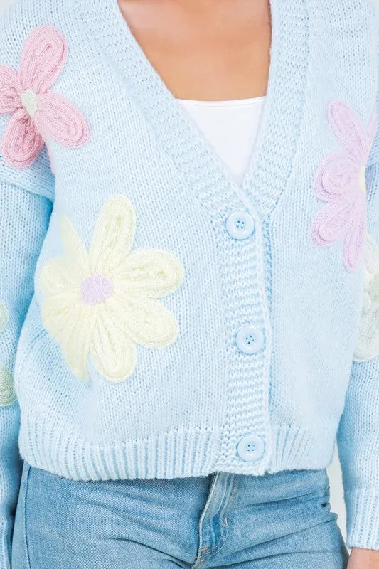 Dreamers Flower Cardi - Light Blue sold by Boutique with Grace product image thumbnail 2