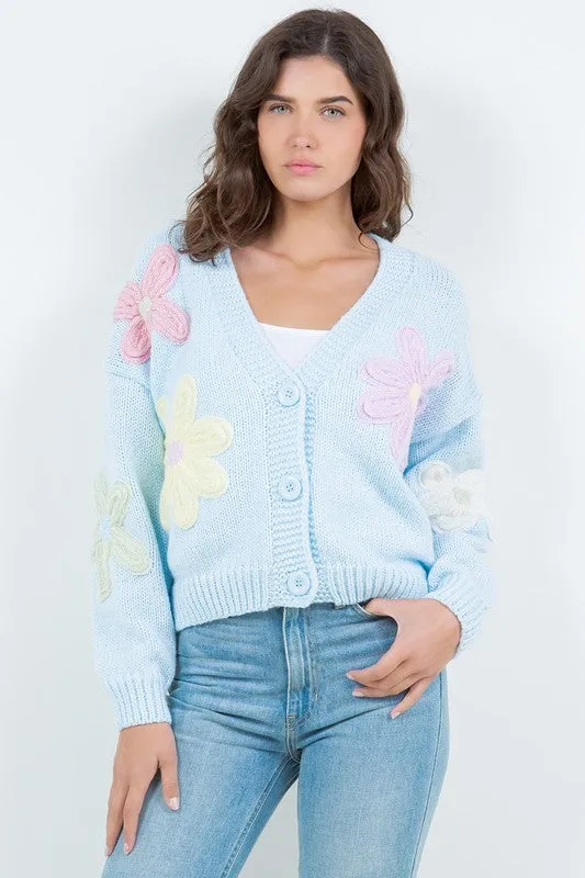 Dreamers Flower Cardi - Light Blue sold by Boutique with Grace