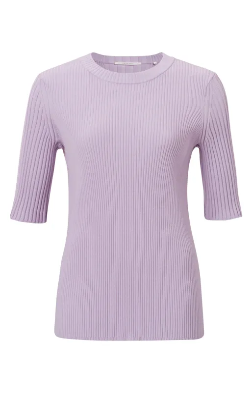 Yaya Two Tone Rib Top - Orchid Petal Purple Dessin sold by Boutique with Grace