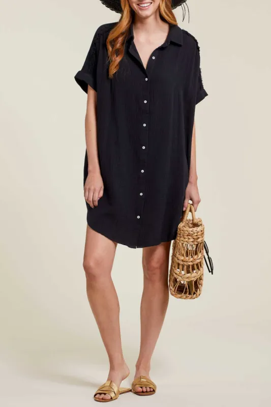 Tribal Cali Shirt Dress - Black sold by Boutique with Grace