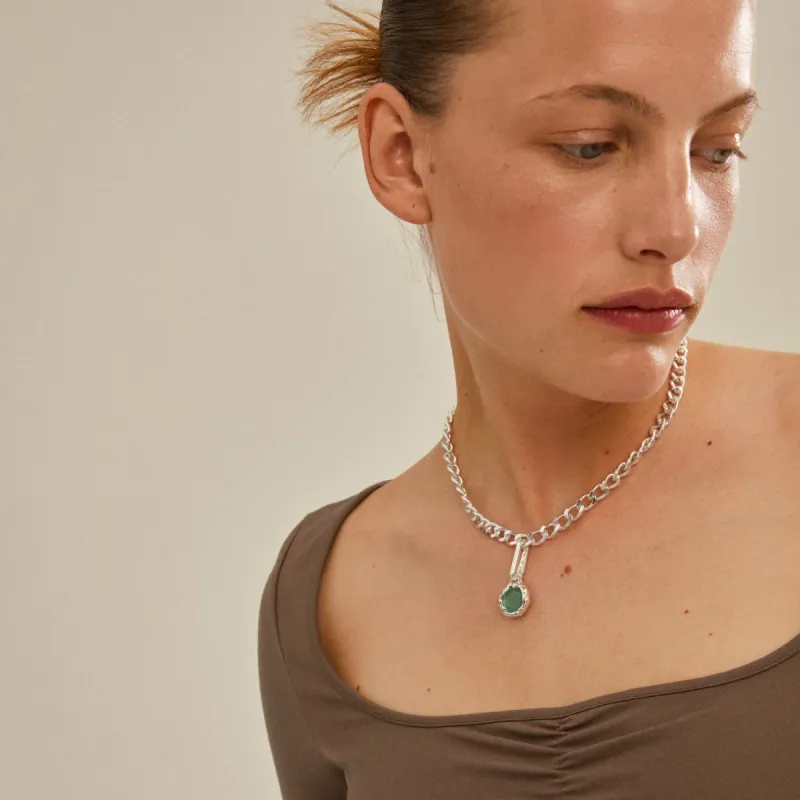 Pilgrim Charm Recycled Natural Pendant - Green/Silver sold by Boutique with Grace