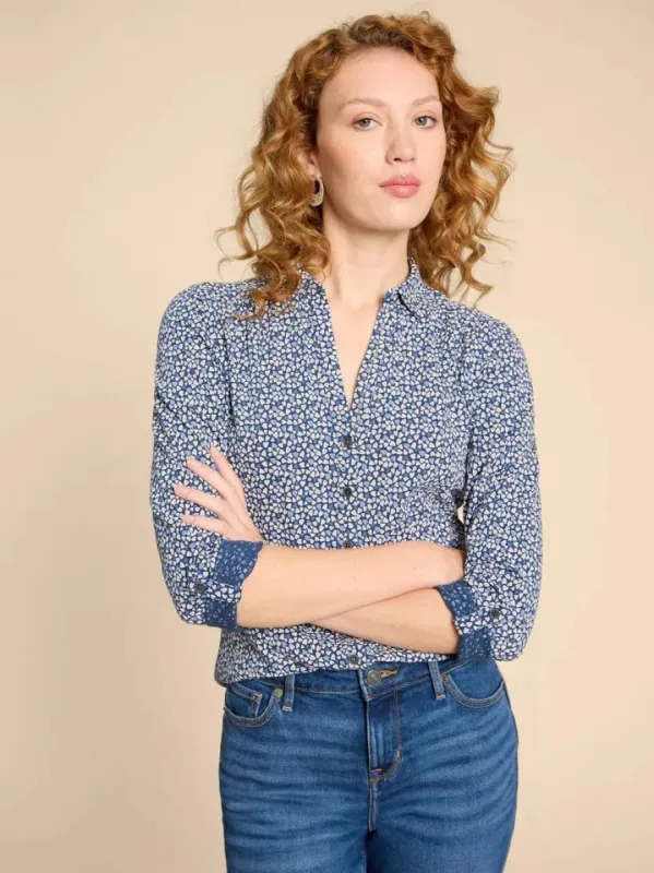 White Stuff Annie Jersey Shirt - Blue Print sold by Boutique with Grace