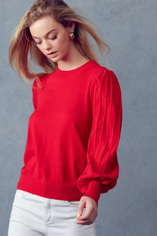 &merci Puff Sleeve Sweater - Red sold by Boutique with Grace
