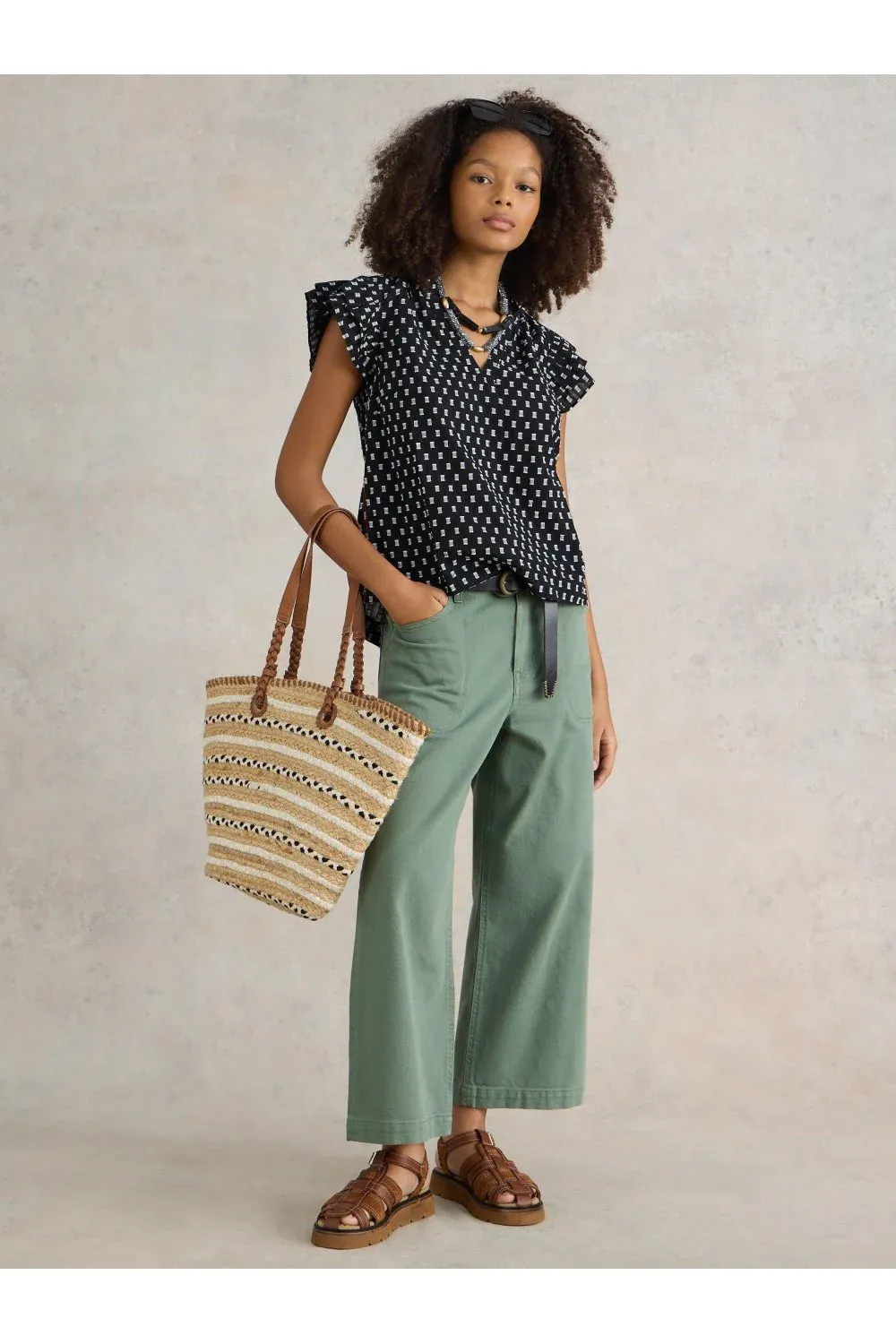 White Stuff Rosie Cotton Tank - Black Multi sold by Boutique with Grace