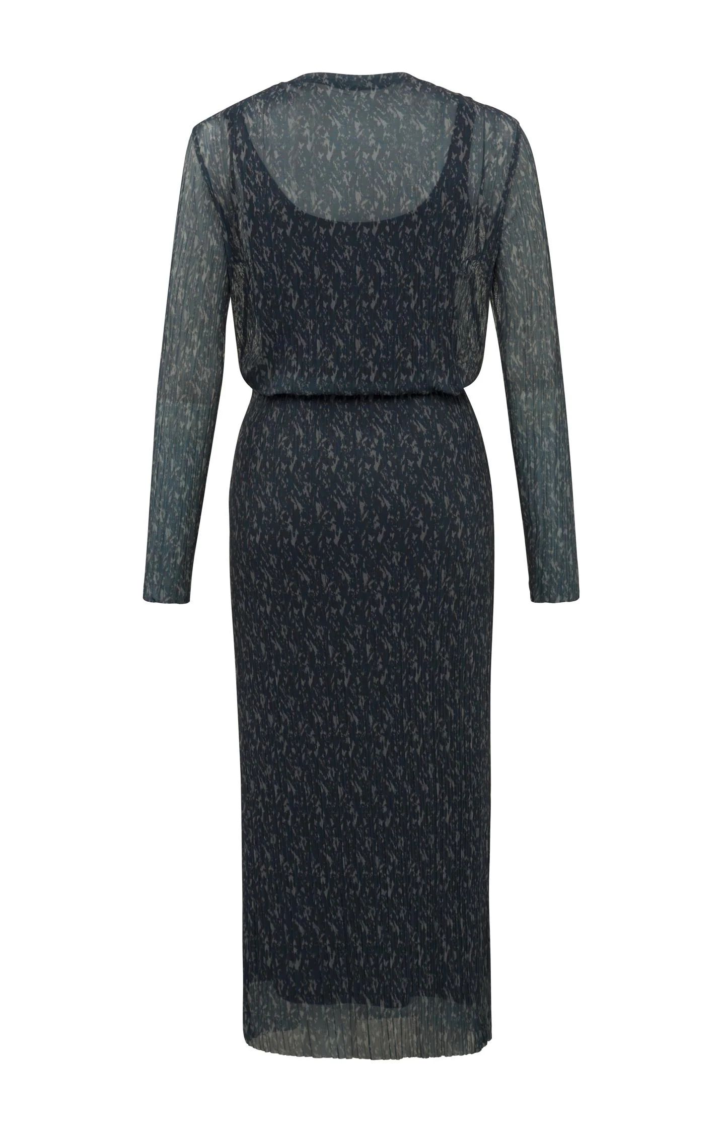Yaya Boatneck Mesh Dress - Blueberry Dessin sold by Boutique with Grace product image thumbnail 4