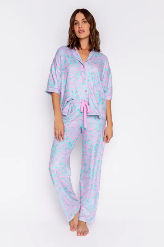 PJ Salvage Leopard Dreams PJ Set - Aqua sold by Boutique with Grace