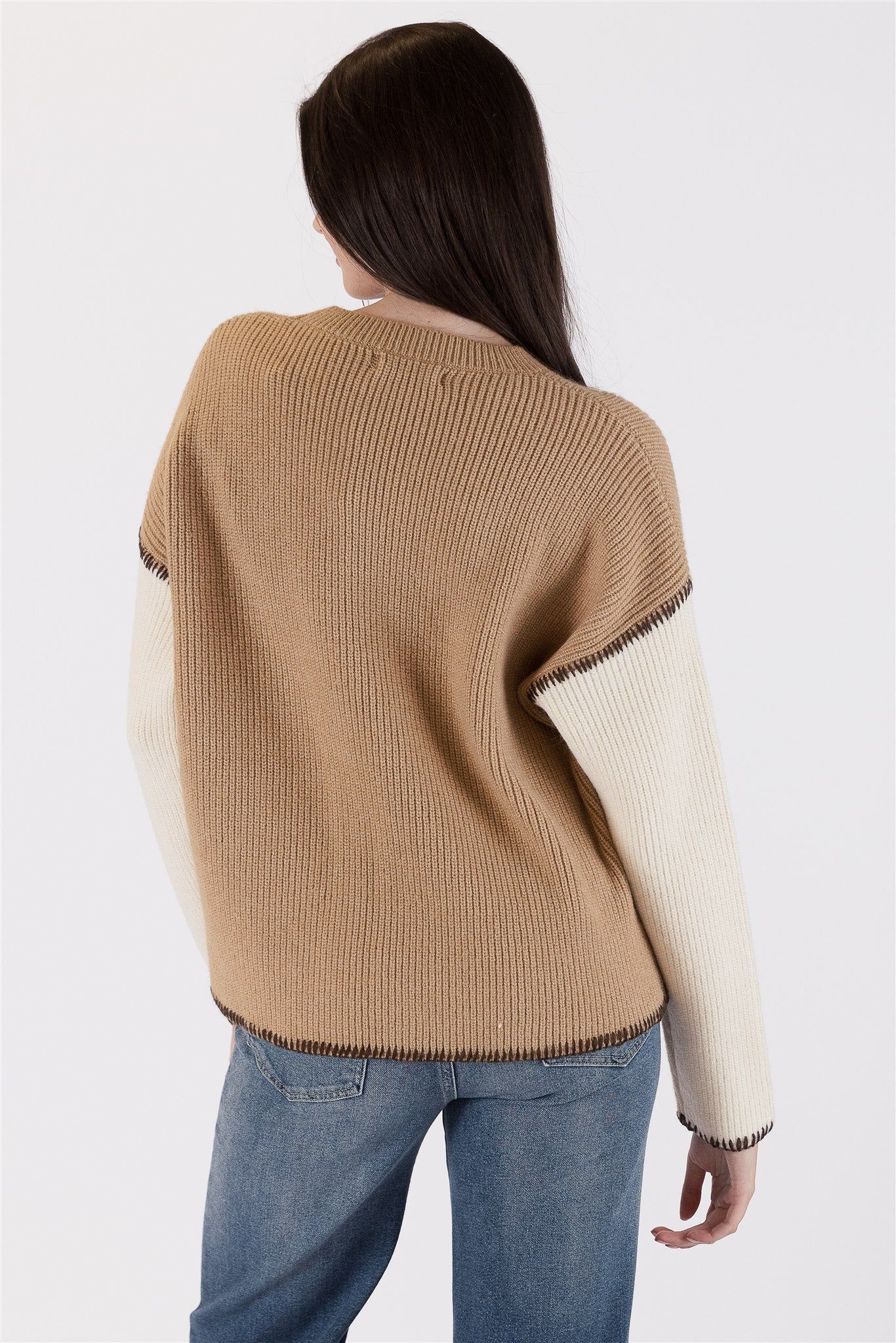 Lyla & Luxe Talia Contrast Sweater - Camel/Creme sold by Boutique with Grace product image thumbnail 4