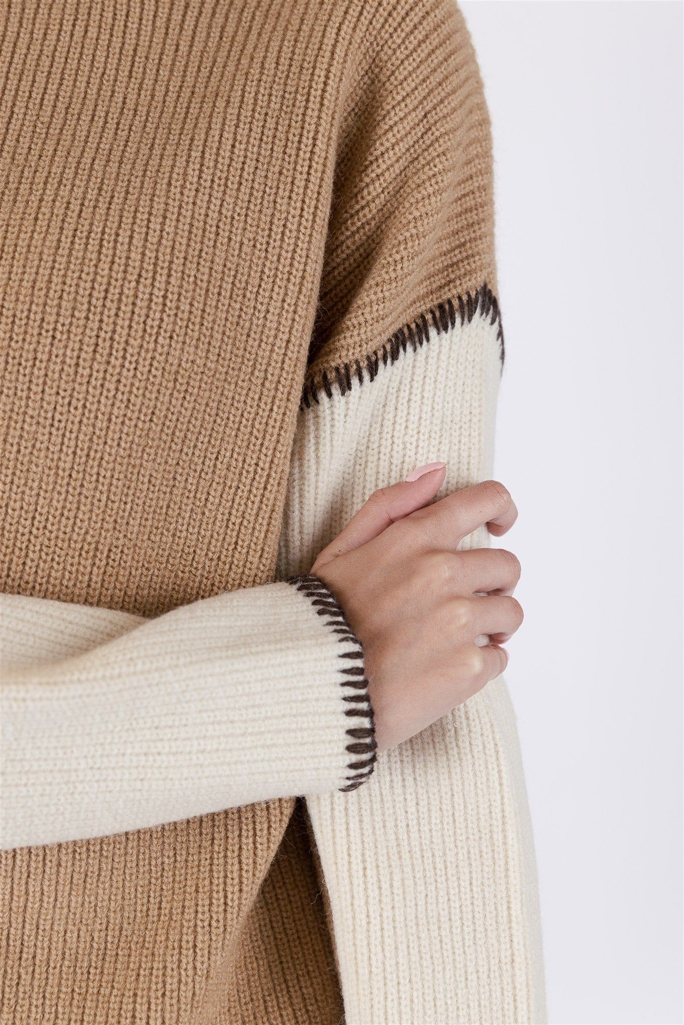 Lyla & Luxe Talia Contrast Sweater - Camel/Creme sold by Boutique with Grace product image thumbnail 5
