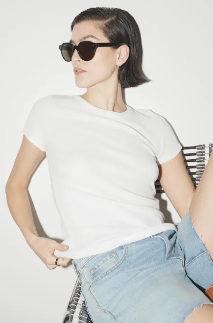Velvet Bedford Slinky Rib Tee - White sold by Boutique with Grace