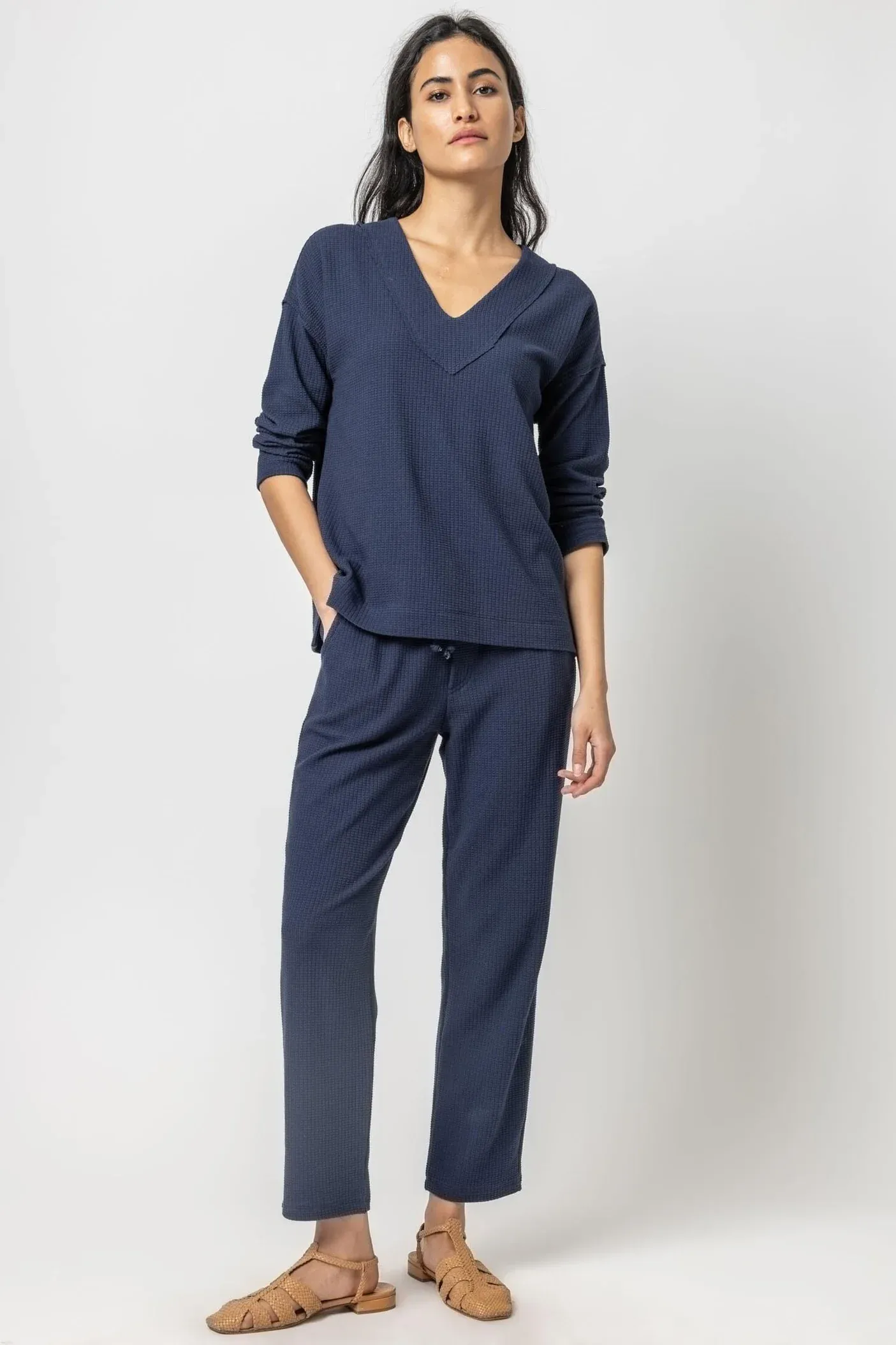 Lilla P Easy Drop Shoulder V Neck - Navy sold by Boutique with Grace product image thumbnail 2