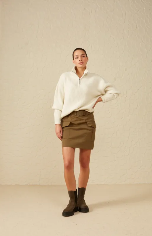 Yaya Collared 1/4 Zip - Silver Birch Sand sold by Boutique with Grace