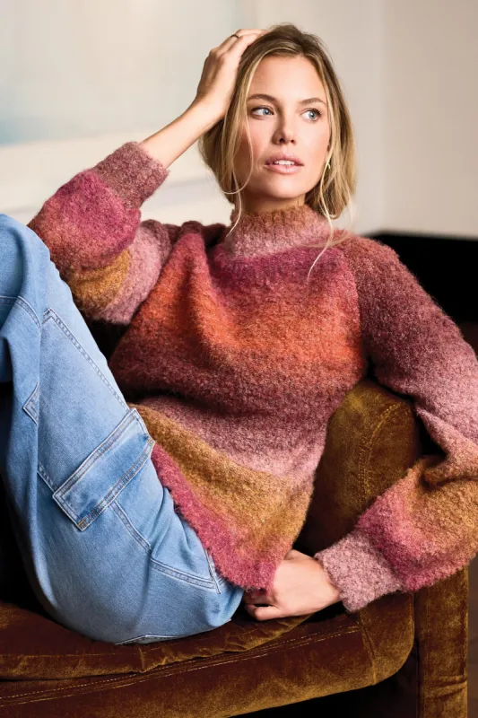 Tribal Yara Mock Neck Sweater - Bordeaux made by Tribal