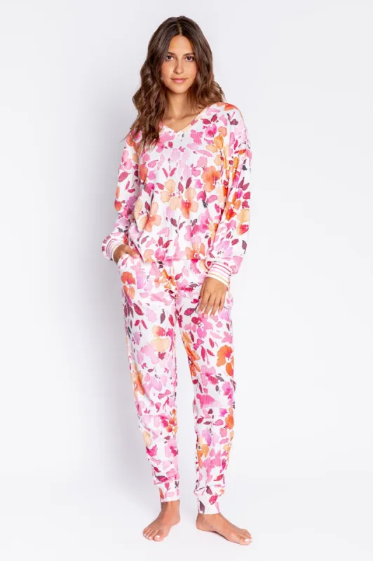 PJ Salvage Fun Floral Paints Jogger Set - Ivory sold by Boutique with Grace