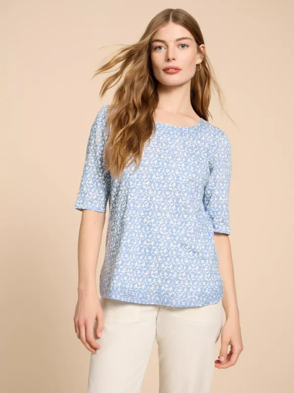 White Stuff Weaver Jersey Top - Blue Print sold by Boutique with Grace
