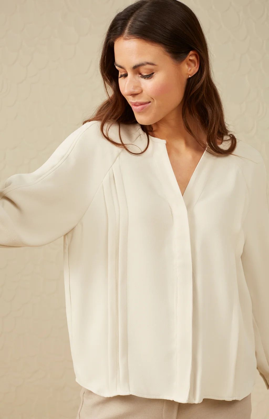 Yaya Detailed V Neck Blouse - Silver Birch sold by Boutique with Grace product image thumbnail 3