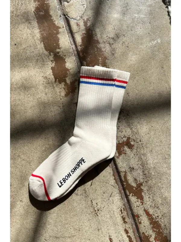 Le Bon Shoppe Boyfriend Socks - Milk sold by Boutique with Grace