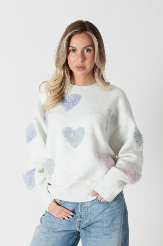 Lyla & Luxe Ajax Sherpa Sweater - Hearts sold by Boutique with Grace