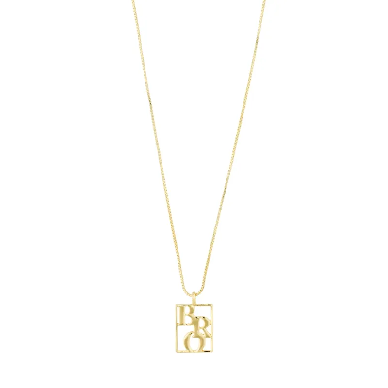 Pilgrim BRO Love Tag Necklace - Gold sold by Boutique with Grace