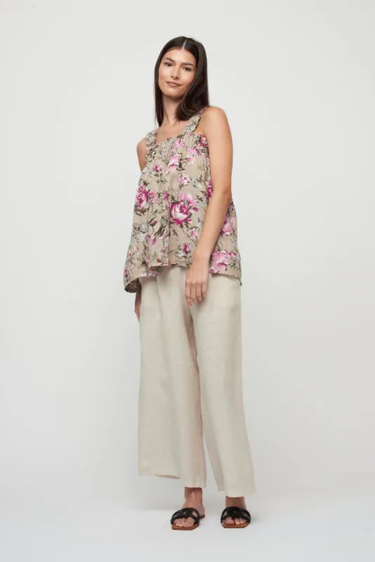 Pistache Linen Split Leg Pant - Nude sold by Boutique with Grace