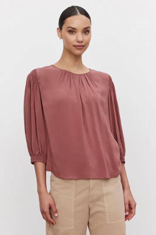 Velvet Laurann Challis Blouse - Blush sold by Boutique with Grace