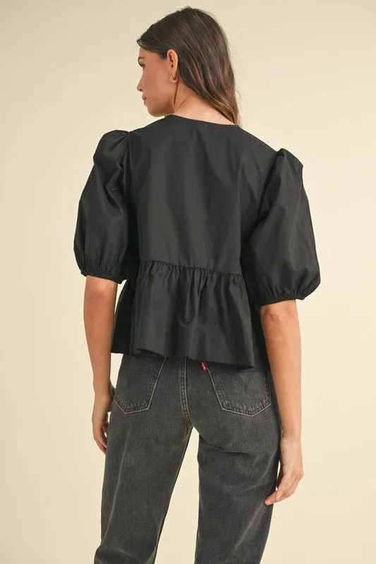 Mable Tie Front Blouse - Black sold by Boutique with Grace product image thumbnail 5