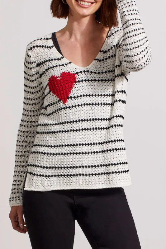 Tribal Lucy V-Neck Sweater - White Multi made by Tribal