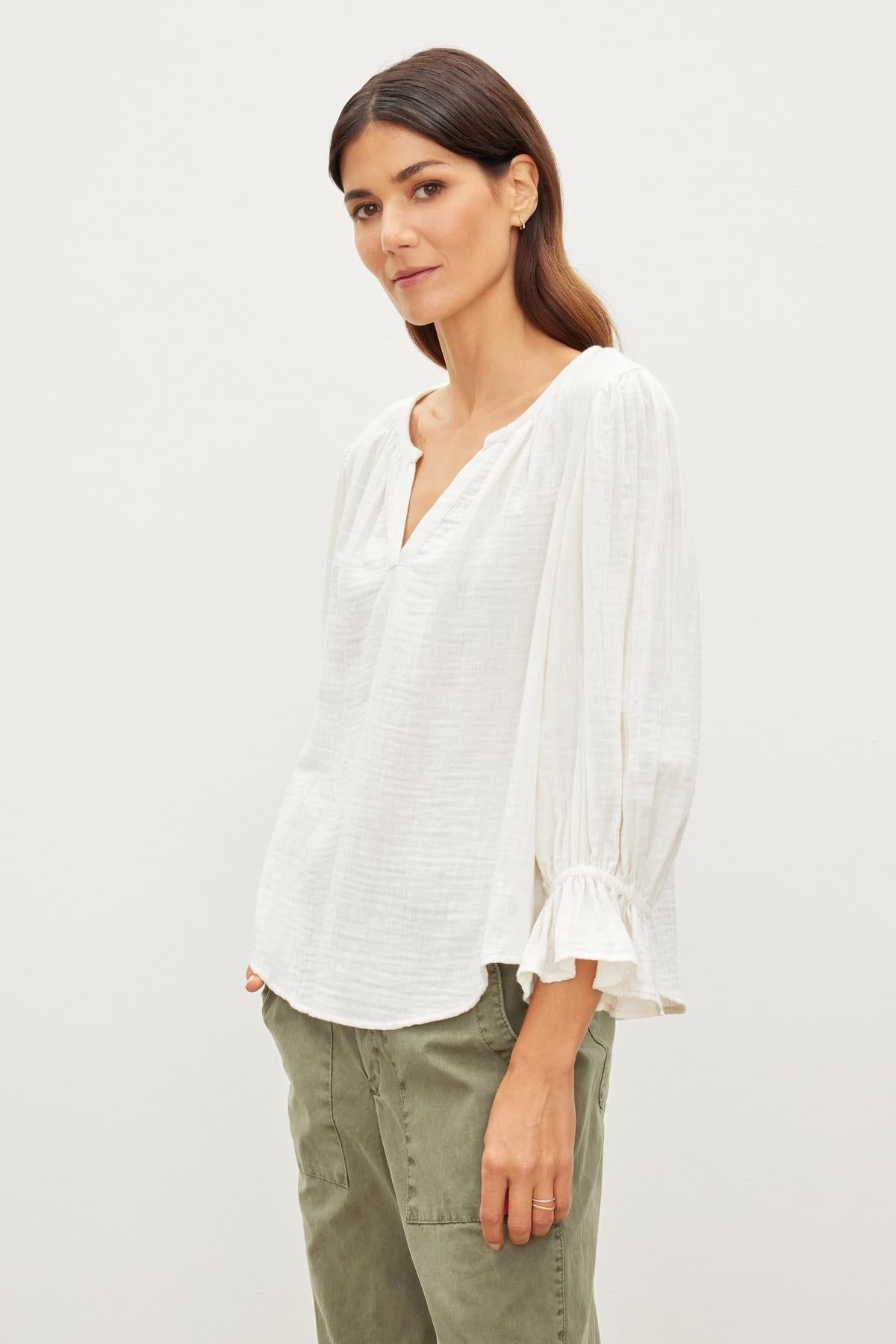 Velvet Milly Cotton Gauze Blouse - Coconut sold by Boutique with Grace product image thumbnail 2
