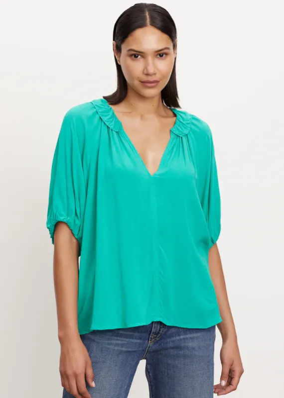 Velvet Alegra Blouse - Emerald sold by Boutique with Grace