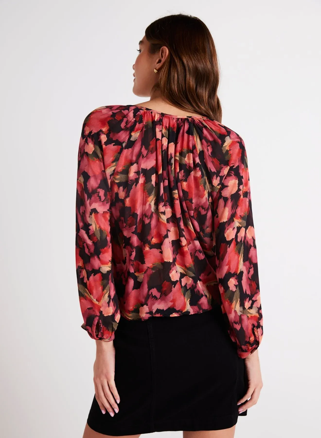 Bella Dahl Shirred Tie Front Blouse - Autumn Bloom sold by Boutique with Grace product image thumbnail 2