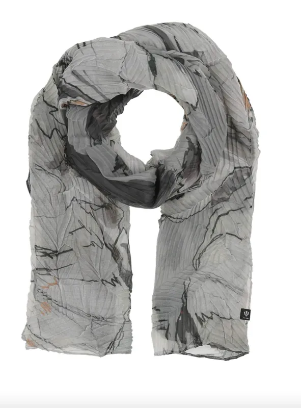 V. Fraas Botanical Floral Eco Plisse Scarf - 960 Grey sold by Boutique with Grace